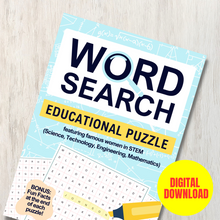 Load image into Gallery viewer, Women in STEM Printable Word Search | Fun Educational Puzzle | Science, Technology, Engineering, Mathematics (STEM)