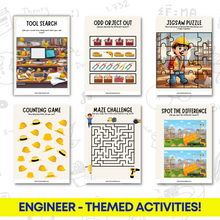Load image into Gallery viewer, Printable Activity Book for Kids : Engineer Theme 50 Summer Kids Activitie, Summer Camp Activity, Printable Bundle, Coloring Pages, Word Search, Games, Digital Download