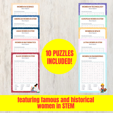 Load image into Gallery viewer, Women in STEM Printable Word Search | Fun Educational Puzzle | Science, Technology, Engineering, Mathematics (STEM)
