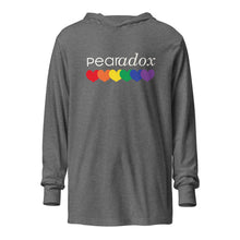 Load image into Gallery viewer, Pearadox Rainbow Hearts Hooded long-sleeve tee