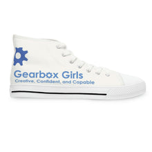 Load image into Gallery viewer, Gearbox Girls Robotics Club Supporting Girls in STEM - White Women's High Top Sneakers