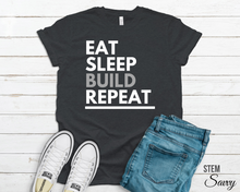 Load image into Gallery viewer, Eat Sleep Build Bella+Canvas Unisex Tee - FIRST Robotics Team Gift - Engineer Gift