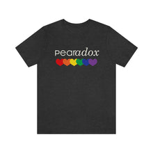 Load image into Gallery viewer, Pearadox Pride with Hearts Bella Canvas Unisex Jersey Short Sleeve Tee
