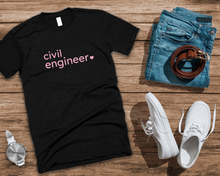 Load image into Gallery viewer, Civil Engineer with Heart Bella+Canvas Unisex Tee- Women in STEM - Female Engineer Gift
