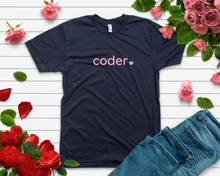 Load image into Gallery viewer, Coder with Heart Bella+Canvas Unisex Tee Women in STEM - Female Engineer - Girls Who Code - Engineer Gift - STEMinist