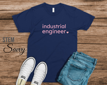 Load image into Gallery viewer, Industrial Engineer with Heart Bella+Canvas Unisex Tee Women in STEM - Female Engineer - Engineer Gift