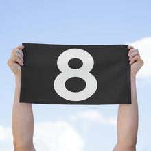Load image into Gallery viewer, Number 8 Zero Team Rally Towel 11inx18in - Team Number - Jersey Number - Player Number - White