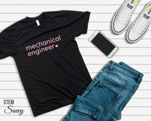 Load image into Gallery viewer, Mechanical Engineer with Heart Bella+Canvas Unisex Tee Women in STEM - Female Engineer - Engineer Gift - STEMinist - Robotics