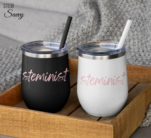 Load image into Gallery viewer, STEMinist Wine Tumbler - Copper Vacuum Insulated Cup, 12oz - Female Engineer Gift - Scientist - Women in STEM - Graduation Gift for Her