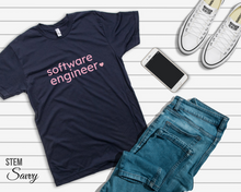 Load image into Gallery viewer, Software Engineer with Heart Bella+Canvas Unisex Tee - Female Engineer Gift - STEMinist