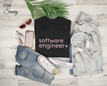Load image into Gallery viewer, Software Engineer with Heart Bella+Canvas Unisex Tee - Female Engineer Gift - STEMinist