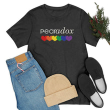 Load image into Gallery viewer, Pearadox Pride with Hearts Bella Canvas Unisex Jersey Short Sleeve Tee