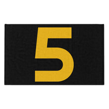 Load image into Gallery viewer, Number 5 Team Rally Towel 11inx18in - Team Number - Jersey Number - Player Number - Yellow