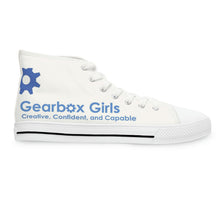 Load image into Gallery viewer, Gearbox Girls Robotics Club Supporting Girls in STEM - White Women's High Top Sneakers