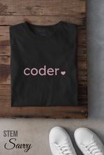 Load image into Gallery viewer, Coder with Heart Bella+Canvas Unisex Tee Women in STEM - Female Engineer - Girls Who Code - Engineer Gift - STEMinist