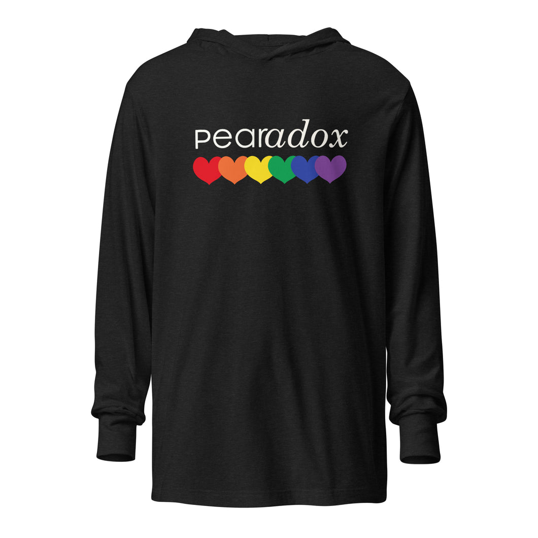 Pearadox Rainbow Hearts Hooded long-sleeve tee