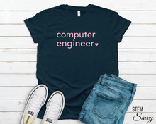 Load image into Gallery viewer, Computer Engineer with Heart Bella+Canvas Unisex Tee Women in STEM - Female Engineer - Engineer Gift - STEMinist
