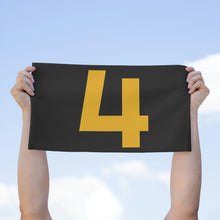 Load image into Gallery viewer, Number 4 Team Rally Towel 11inx18in - Team Number - Jersey Number - Player Number - Yellow
