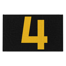 Load image into Gallery viewer, Number 4 Team Rally Towel 11inx18in - Team Number - Jersey Number - Player Number - Yellow
