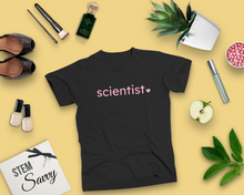 Load image into Gallery viewer, Scientist with Heart Bella+Canvas Unisex Tee- Women in STEM - Female Scientist Gift- STEMinst
