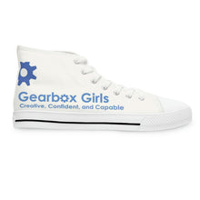 Load image into Gallery viewer, Gearbox Girls Robotics Club Supporting Girls in STEM - White Women&#39;s High Top Sneakers
