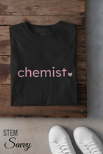 Load image into Gallery viewer, Chemist with Heart Bella+Canvas Unisex Tee- Women in STEM - Female Engineer Gift - STEMinst
